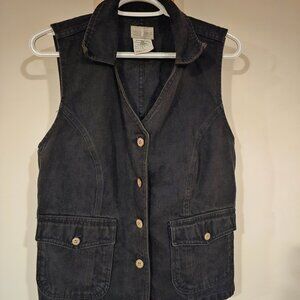 Black denim vest